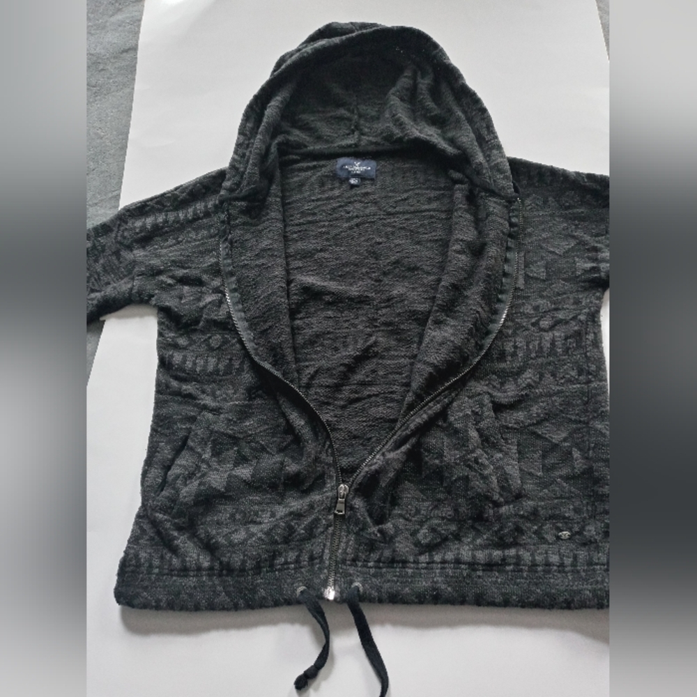 American Eagle Outfitter's Women's Sweater Jacket Hoodie, Size Medium, Black - Picture 8 of 10